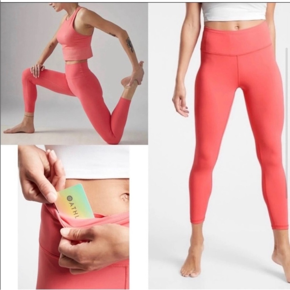 Athleta transcend tight 7/8 leggings coral petal pink medium